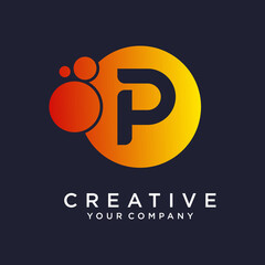 Letter P With Dots Icon Logo Design Vector Template
