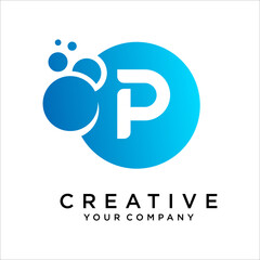 Letter P With Dots Icon Logo Design Vector Template