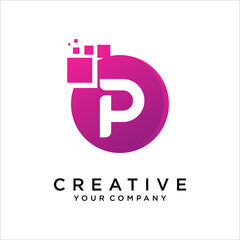P Letter Logo Design Icon Template