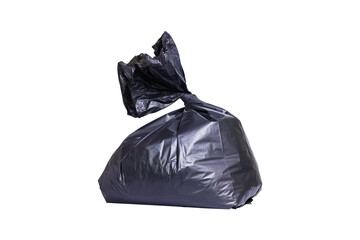 black garbage bag isolated on white background. clipping mask