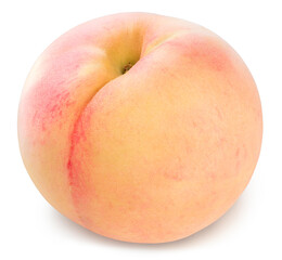 Sweet Peach fruit with leaf isolated on white background, Fresh White Peach on White Background With clipping path,