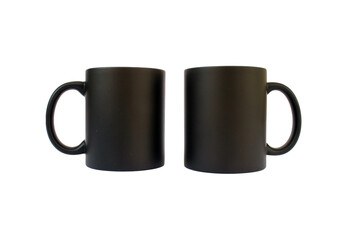 Two black mug mockup. Mug mockup for designers.  PNG - Background transparent