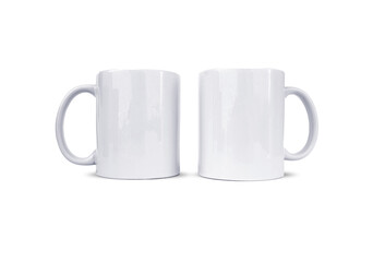 Two white mug mockup. Mug mockup for designers. PNG - Background transparent