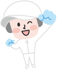 白衣を着た作業員のイラスト