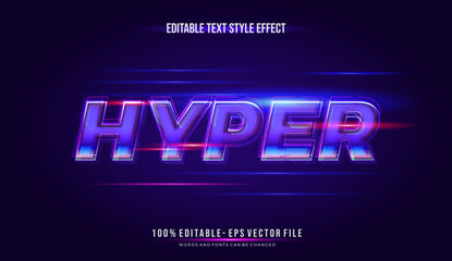 futuristic blue light with shiny outline title text style effect. editable font vector file	