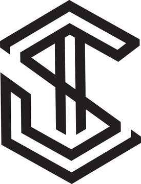 initial letter TS hexagon logo vector outline