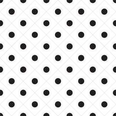 Black Dotted In Diagonal Grid Seamless Pattern