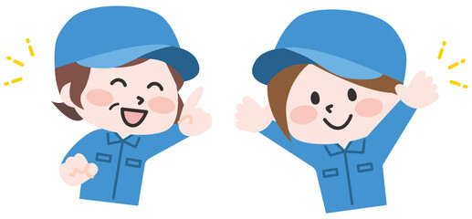 作業服を着た女性たち