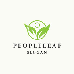 People leaf logo icon design template vector illustration