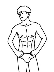 Fototapeta premium black and white of cute man cartoon for coloring