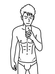 black and white of cute man cartoon for coloring