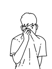 black and white of cute man cartoon for coloring