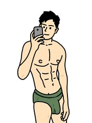 Fototapeta premium cute man cartoon on white background