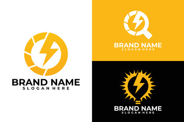 set of lightning logo vector design template