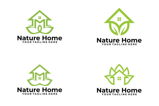 set of nature home logo vector design template