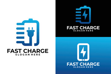 set of fast charge logo vector design template