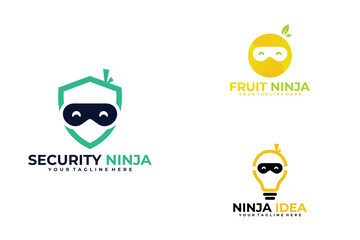 set of ninja logo vector design template