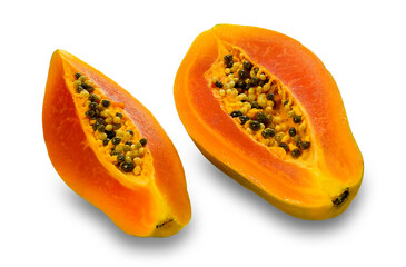 Healthy fresh fruit papaya from nature isolated on white background With a clipping path