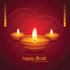 Happy diwali diya lamps holiday card celebration poster background