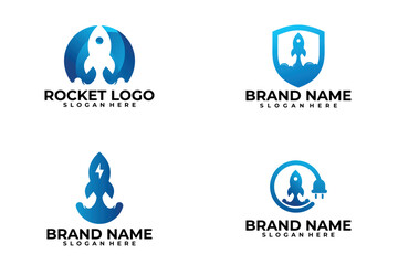 set of rocket logo vector design template
