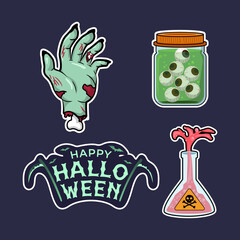 Halloween sticker pack, dead hand, jar of eyeball