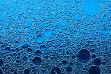 Abstract macro shot of oil drops on water,Water bubbles abstract