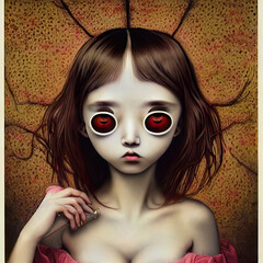 Fototapeta premium girl, lady, beauty, horror element, suspense,eyes,face,art