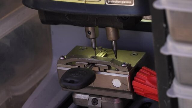 Samut Sakhon,Thailand-September 9, 2022: Duplicate machines generate new codes. for car keys,Locksmith theme.