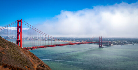 A foggy summers day over San Francisco, California