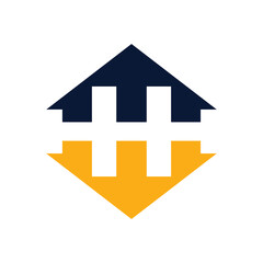 Real estate logo with letter H. HH logo design with home