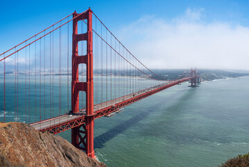 A foggy summers day over San Francisco, California