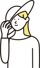 帽子をかぶった女性のイラスト素材