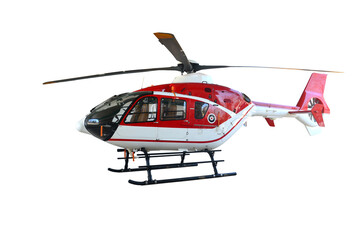 Red helicopter isolated