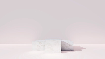 3d podium state product display minimal. geometric platform with white background stand show cosmetic product on podium 3d abstract and leaf, stone, natural. Mock up for the exhibitions 3d rendering