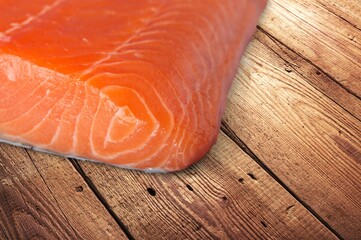 Fresh tasty fish for cooking dish on table