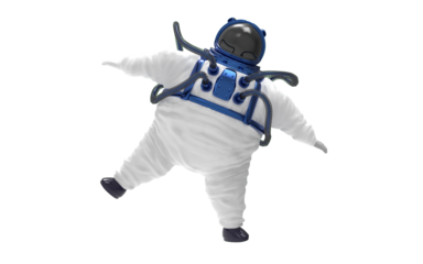 fat astronaut floating