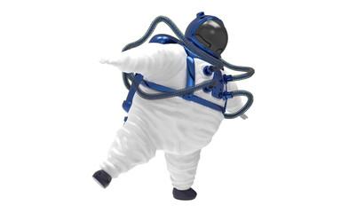 fat astronaut floating