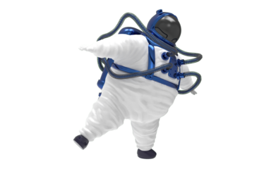fat astronaut floating