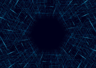 Obraz na płótnie Canvas Blue minimal glowing lines abstract futuristic dark tech background. Vector hexagon shape design