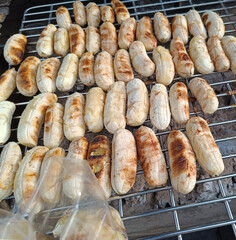 Grilled bananas snacks are easily available at street food Thailand stalls and are delicious, healthy food.