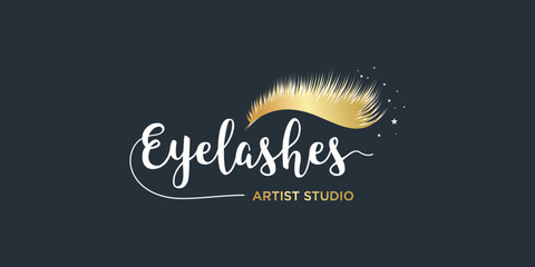 Eyelash logo design with golden concept