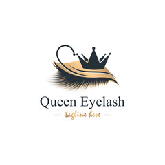 Queen lashes logo design with creative beauty idea