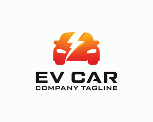 Electric vehicle car automobile logo design template
