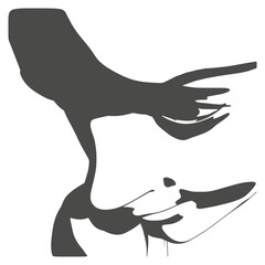 Young woman face front view. Elegant silhouette of a female head.