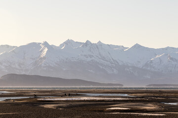 Mountains beyond Eagle Beach near Juneau Alaska