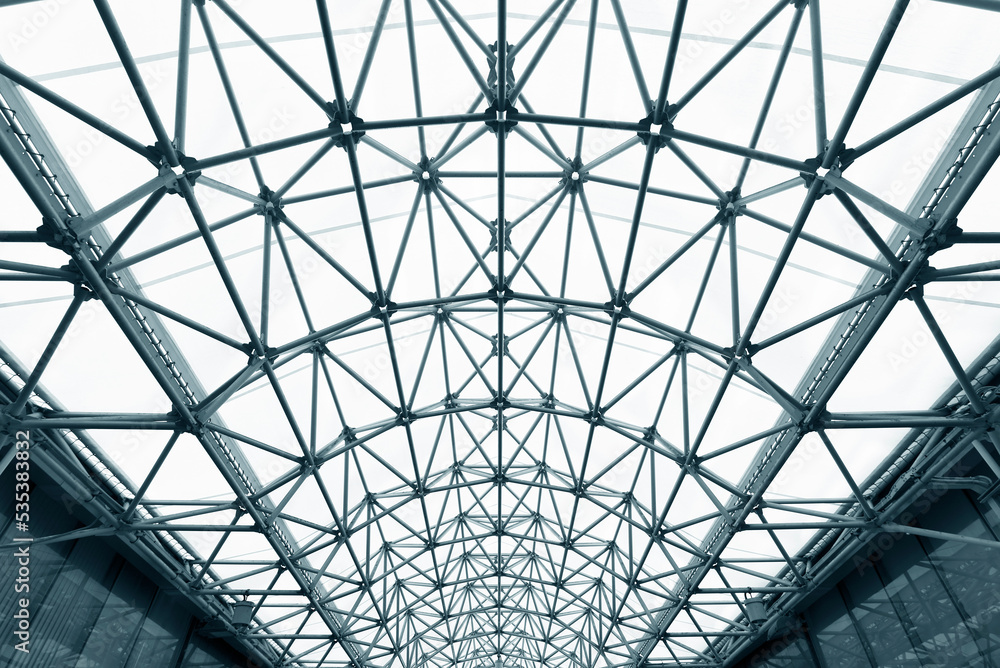 Poster Interior view of modern architecture. Building abstract background