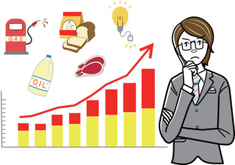 物価高騰を心配するビジネスマン