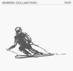 Skier going down the mountain, vector illustration