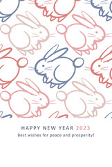 2023 New Year Card 07 Rabbit pattern Vertical