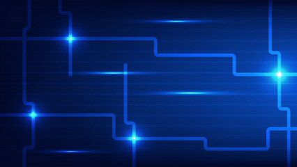 Hi tech digital technology and futuristic communication background concept. electric connecting lines as network with blue lighting on dark space